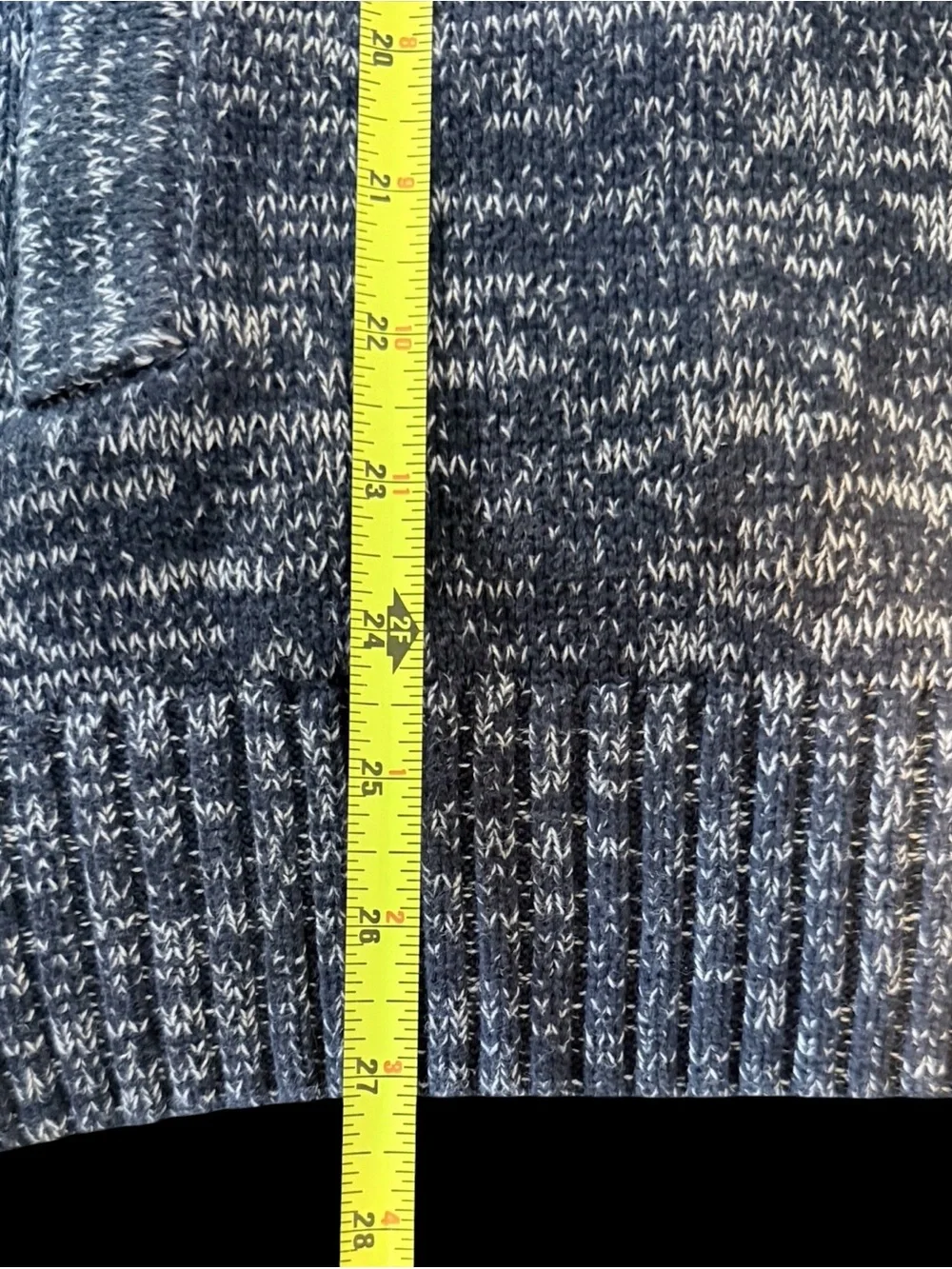 H&M L.O.G.G. Mens M Blue Marled Knit Henley Hoodie Sweater Kangaroo Pocket